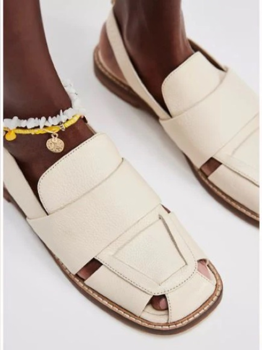 Free People Libby Fisher Flat Sandals in Chalk